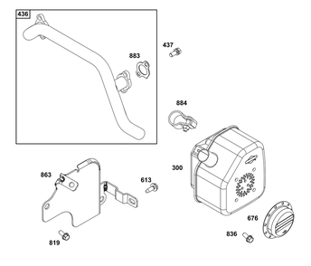 Exhaust Group Diagram and Parts List for 305447-0338-F1 200000 - 399999 Briggs and Stratton Engine